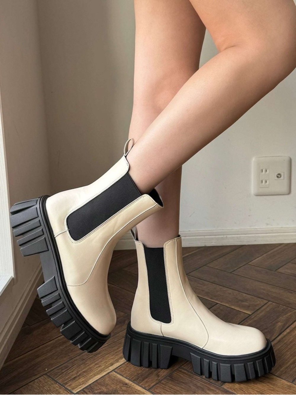 NEW Ready Salted White Chunky Platform Lug Boots